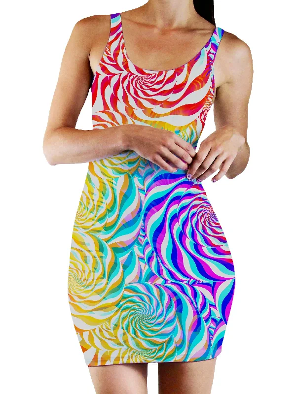 PLUR Rainbow Bodycon Mini Dress Elegant Silk Mini Dress