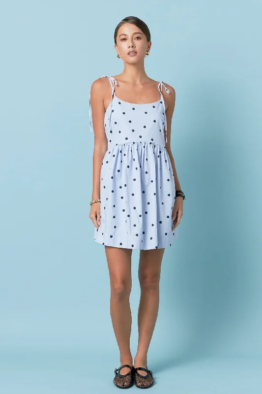 English Factory - Polka Dot Sleeveless Mini Dress Stylish Short-Sleeve Mini Dress