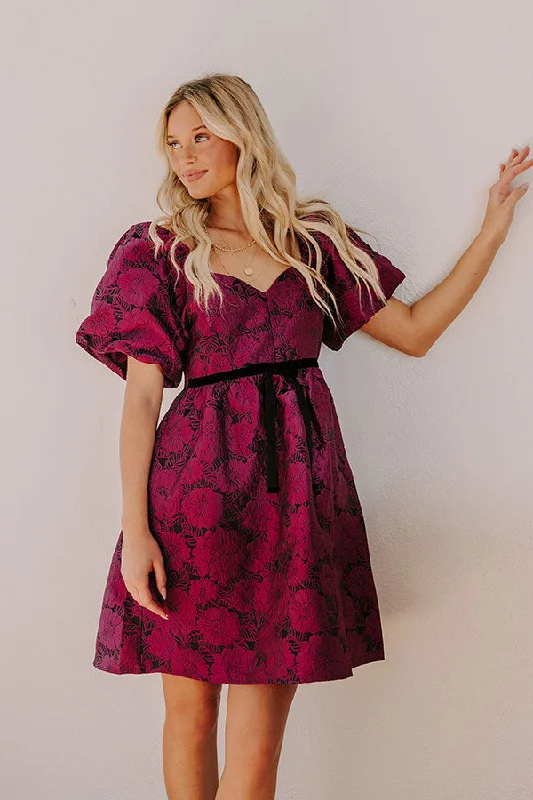 Posh Mindset Floral Jacquard Mini Dress Chic Pleated Mini Dress