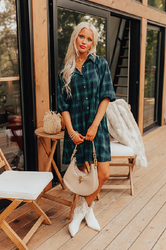 Pretty And Preppy Plaid Mini Dress Comfortable Linen Mini Dress