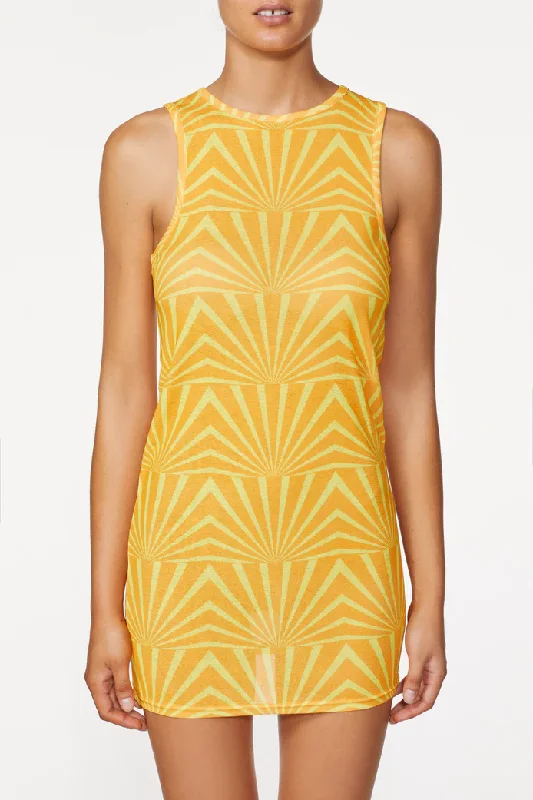 Printed Mini Dress in Yellow Elegant Sequin Mini Dress
