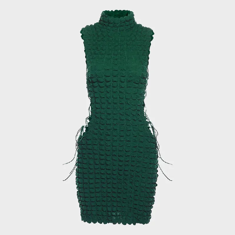 Side Bandage Hollow Out Mini Dress Chic Sleeveless Mini Dress