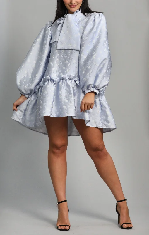Sister Jane Lilac Oversized Puff Sleeve Mini Dress Cozy Cowl Neck Mini Dress