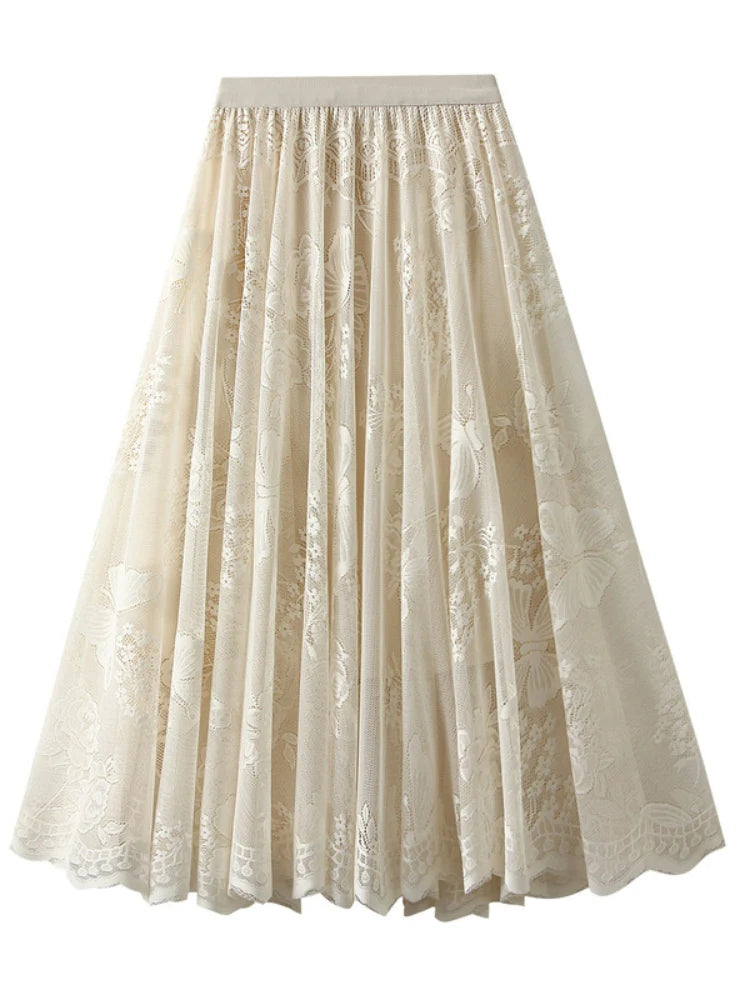 WOMEN SUMMER LACE GAUZE SKIRT slim fit skirt