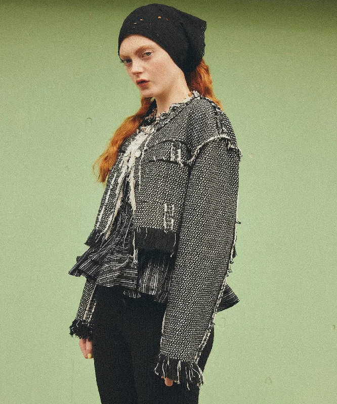【25SPRING PRE-ORDER】Tweed Collarless Jacket Quilted Jacket Puffer Jacket Insulated Jacket 【25SPRING PRE-ORDER】Tweed Collarless Jacket Quilted Jacket Puffer Jacket Insulated Jacket