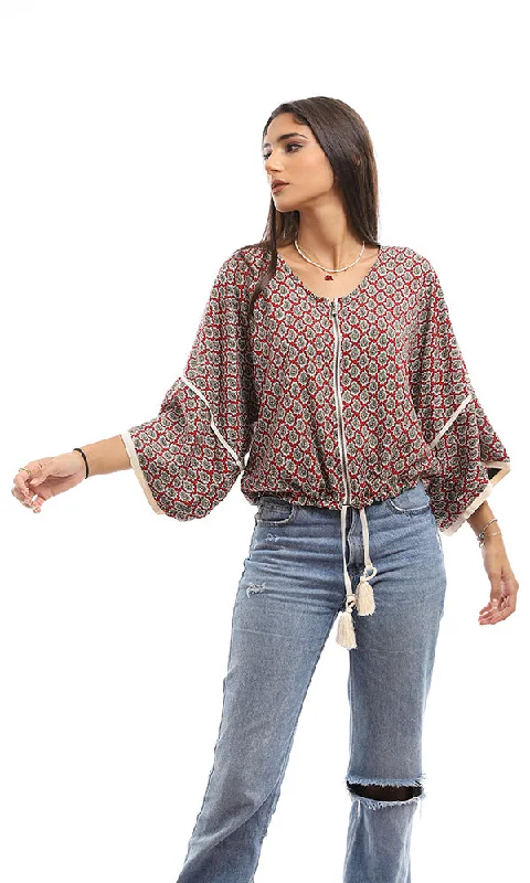 96828 Wide Three Quarter Sleeves Dark Red Jacket Front Pockets Side Pockets Patch Pockets 96828 Wide Three Quarter Sleeves Dark Red Jacket Front Pockets Side Pockets Patch Pockets