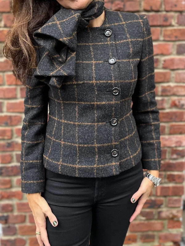 AKRIS Wool Jacket with Scarf / S-EUI36 Faux Fur Jacket Real Fur Jacket Shearling Jacket AKRIS Wool Jacket with Scarf / S-EUI36 Faux Fur Jacket Real Fur Jacket Shearling Jacket