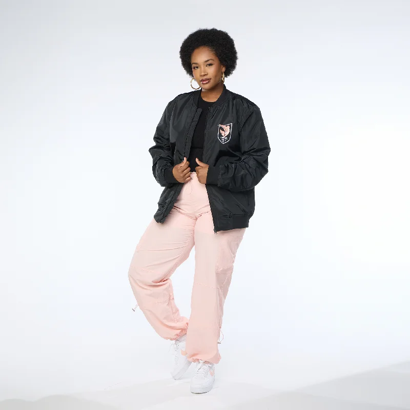 Angel City FC Unisex Old English Black Bomber Jacket Faux Fur Jacket Real Fur Jacket Shearling Jacket Angel City FC Unisex Old English Black Bomber Jacket Faux Fur Jacket Real Fur Jacket Shearling Jacket
