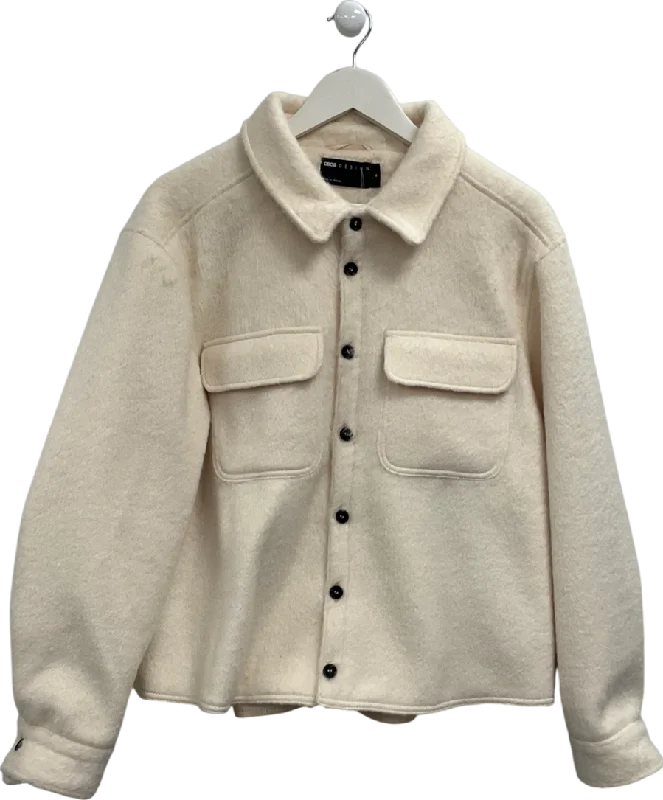 ASOS Cream Faux Wool Jacket UK M Fleece Fabric Down Fabric Feather Fabric