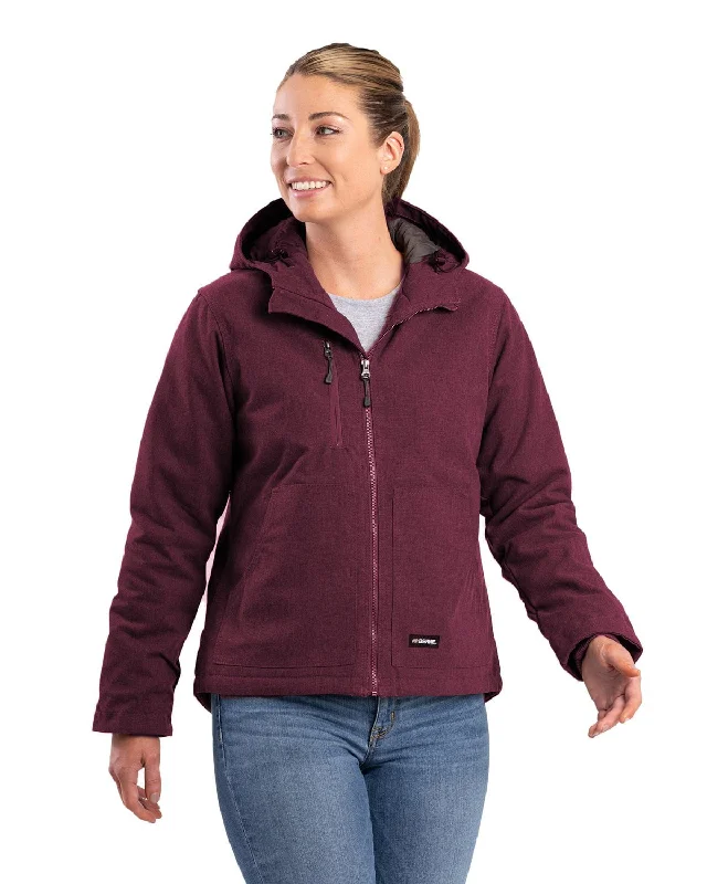 Berne Womens Heathered Duck Hooded Burgundy Cotton Blend Jacket Tiered Jacket Buttoned Jacket Zippered Jacket Berne Womens Heathered Duck Hooded Burgundy Cotton Blend Jacket Tiered Jacket Buttoned Jacket Zippered Jacket