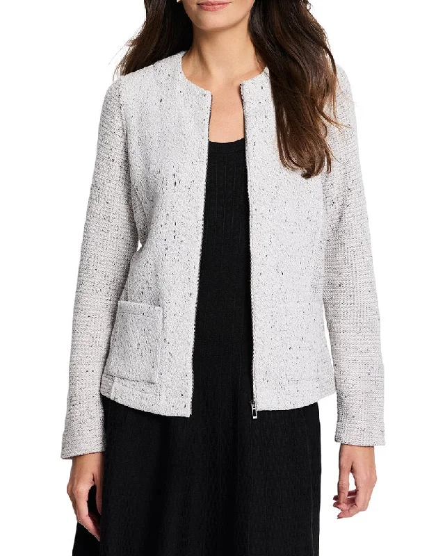 Nic & Zoe Zip Front Mix Knit Jacket Jacket Blazer Coat