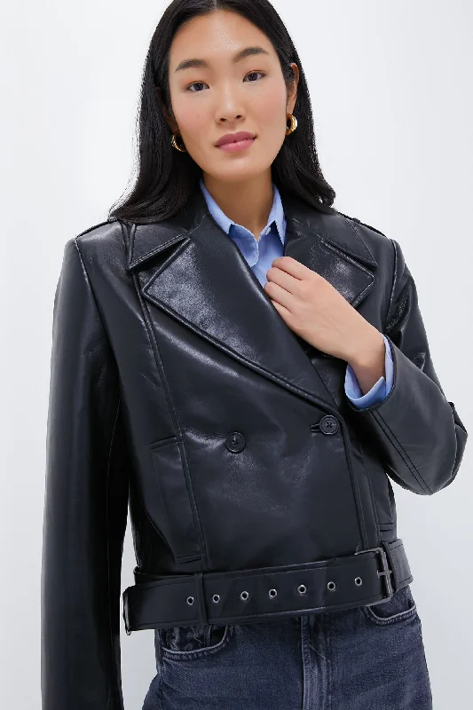 Black Recycled Leather Simone Jacket Appliqued Jacket Beaded Jacket Sequined Jacket Black Recycled Leather Simone Jacket Appliqued Jacket Beaded Jacket Sequined Jacket