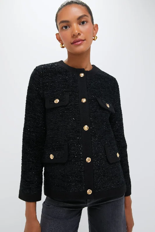 Black Shine Lydia Jacket Wool Fabric Cashmere Fabric Tweed Fabric
