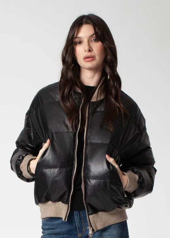 EVELYN LEATHER DOWN BOMBER JACKET Insulated Jacket Fitted Jacket Loose Jacket
