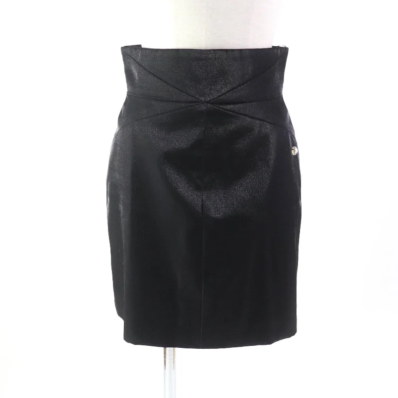 Chanel Wool Trapezoid Skirt Black 36 corduroy skirt durable