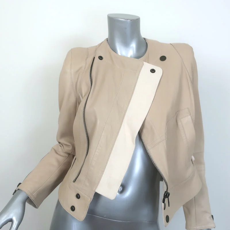 Chloe Linen-Trimmed Leather Biker Jacket Beige Size 36 Zippered Jacket Buttoned Jacket Snapped Jacket Chloe Linen-Trimmed Leather Biker Jacket Beige Size 36 Zippered Jacket Buttoned Jacket Snapped Jacket