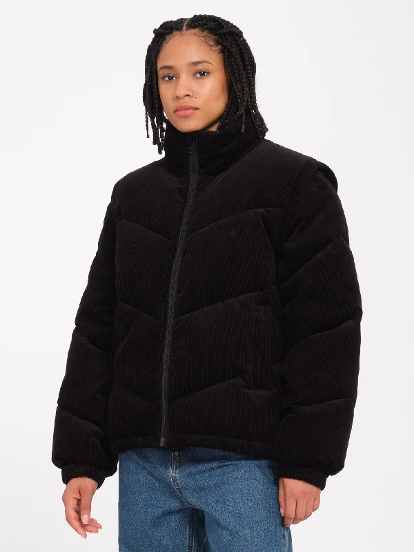 Cord'N Puff Jacket - Black Fleece Jacket Down Jacket Parka