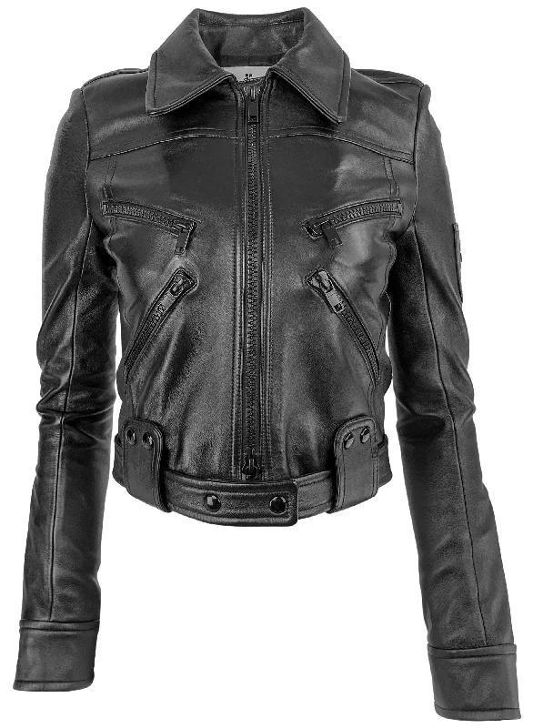 Courrèges Leather Jacket in Black Mesh Jacket Canvas Jacket Denim Jacket