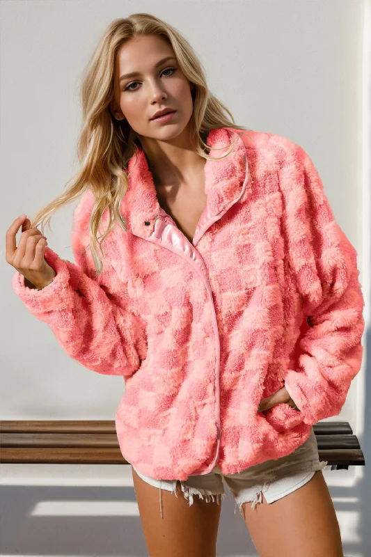 Double Take Checkered Long Sleeve Fuzzy Jacket Herringbone Jacket Houndstooth Jacket Plaid Jacket Double Take Checkered Long Sleeve Fuzzy Jacket Herringbone Jacket Houndstooth Jacket Plaid Jacket