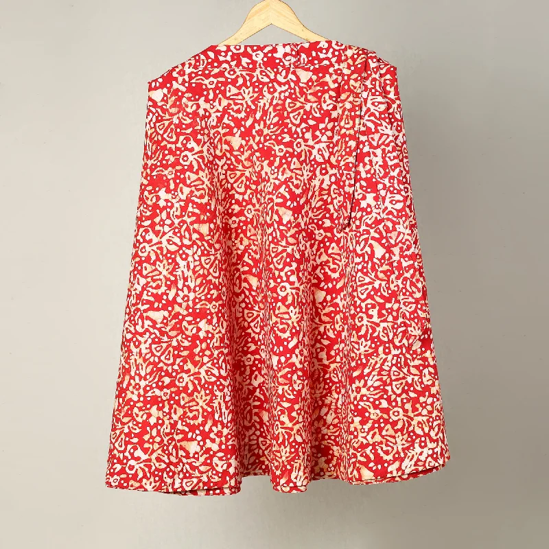 Hand Batik Print Cotton Wrap Around Skirt 22 zip skirt side