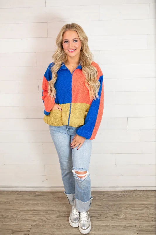 J.nna Sherpa Colorblock Zip Up Jacket Satin Jacket Silk Jacket Chiffon Jacket