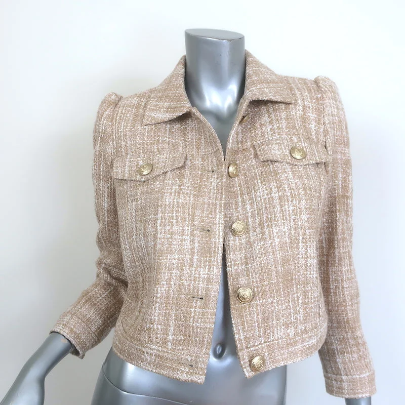 L'Agence Kasey Tweed Jacket Beige Size 2 NEW Print Jacket Jacquard Jacket Embroidered Jacket L'Agence Kasey Tweed Jacket Beige Size 2 NEW Print Jacket Jacquard Jacket Embroidered Jacket