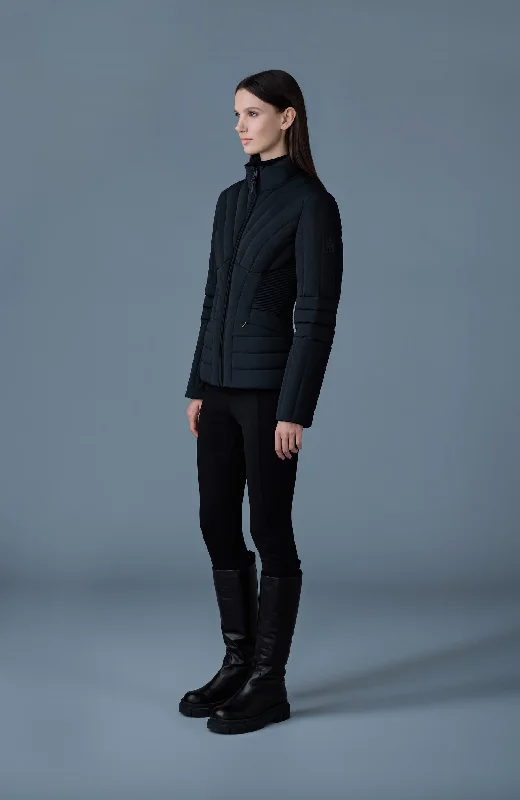 Mackage - Alma Ladies Down Jacket in Black Mesh Jacket Canvas Jacket Denim Jacket