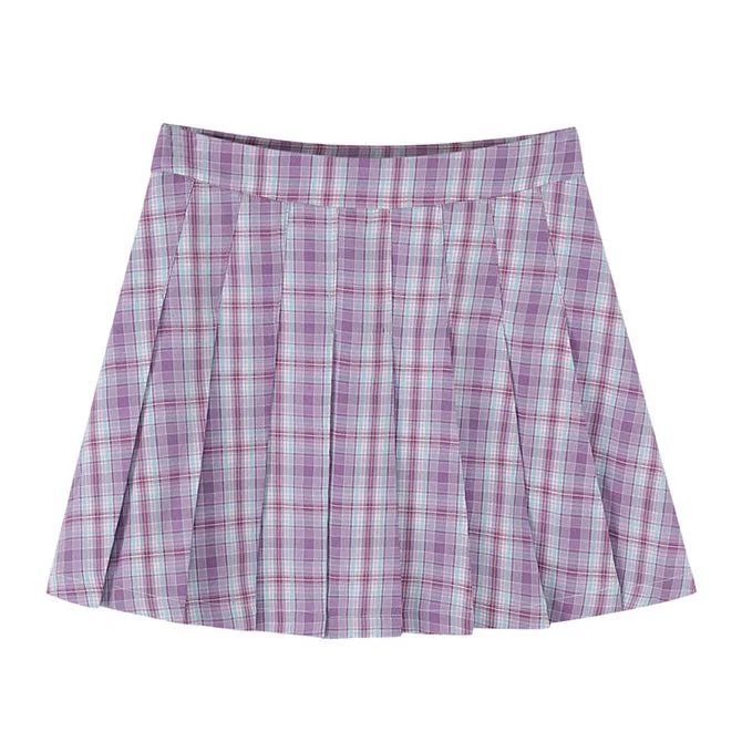 Maggie Plaid Mini Skirt flowy skirt hem