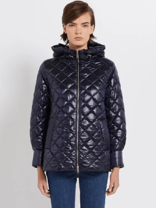 Marella AROLD Navy Quilted Jacket With Hood 24134810342 Col 004 Nylon Jacket Polyester Jacket Spandex Jacket Marella AROLD Navy Quilted Jacket With Hood 24134810342 Col 004 Nylon Jacket Polyester Jacket Spandex Jacket
