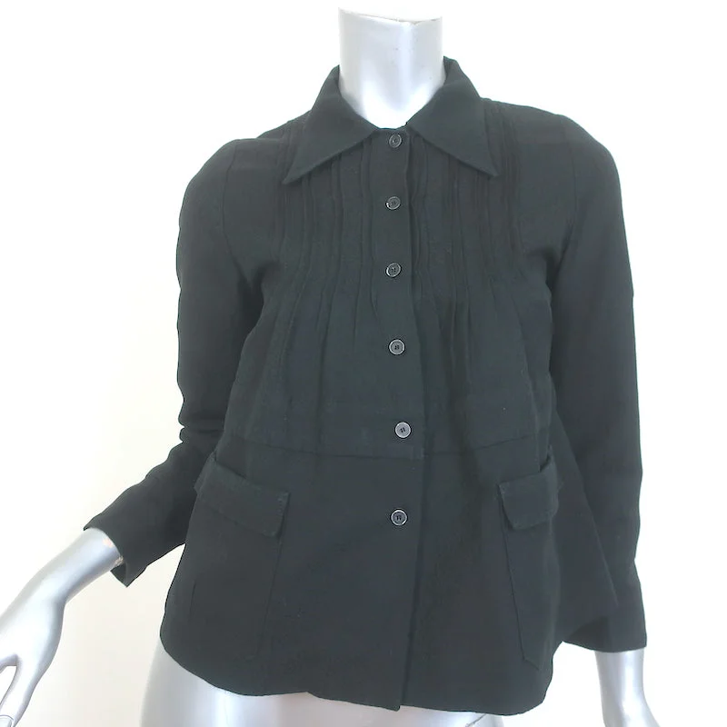Miu Miu Jacquard Pleated Shirt Jacket Black Size 38 Belted Jacket Elasticated Jacket Padded Jacket Miu Miu Jacquard Pleated Shirt Jacket Black Size 38 Belted Jacket Elasticated Jacket Padded Jacket