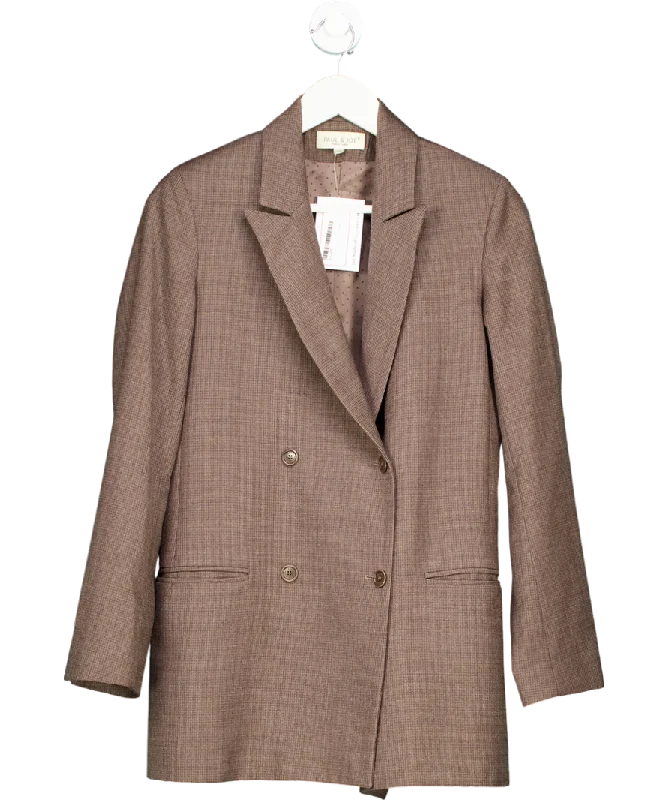 Paul & Joe Brown Wool Jacket With Fine Stripes UK 10 Stand-Up Collar Roll-Neck Collar Turtle Neck Paul & Joe Brown Wool Jacket With Fine Stripes UK 10 Stand-Up Collar Roll-Neck Collar Turtle Neck