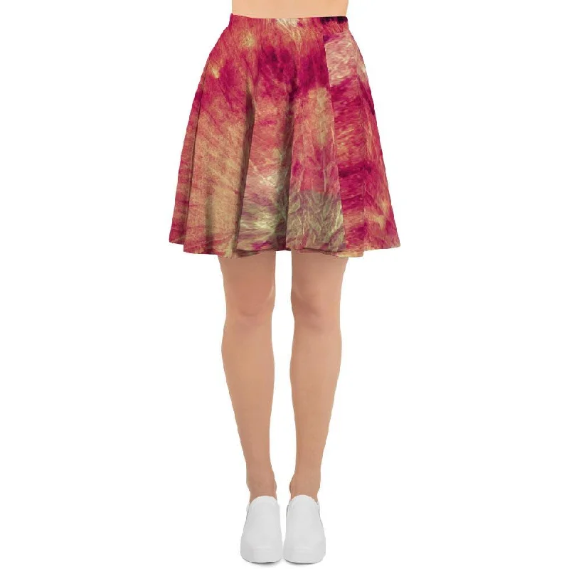 Red Tie Dye Women's Skirt wool skirt breathable