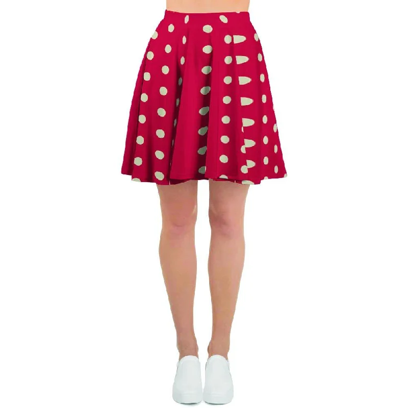 Red Tiny Polka Dot Women's Skirt leather skirt bold