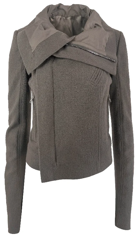 Rick Owens Classic Biker Jacket in Dust Hoodie Zip-Up Jacket Button-Up Jacket
