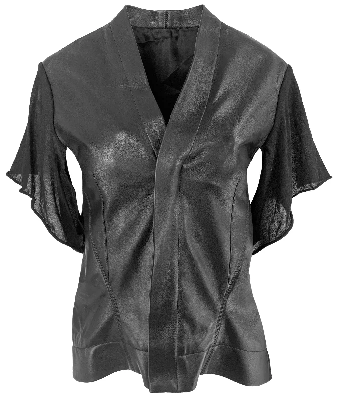 Rick Owens Tommy Biker Jacket in Black A-Line Jacket Boat Neck Shawl Collar