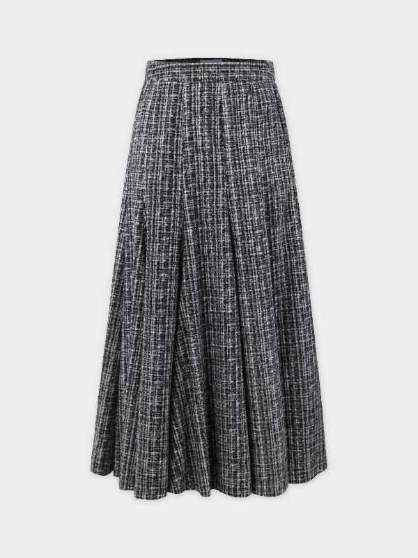 Short Flare Skirt-Black/White Plaid cashmere skirt soft