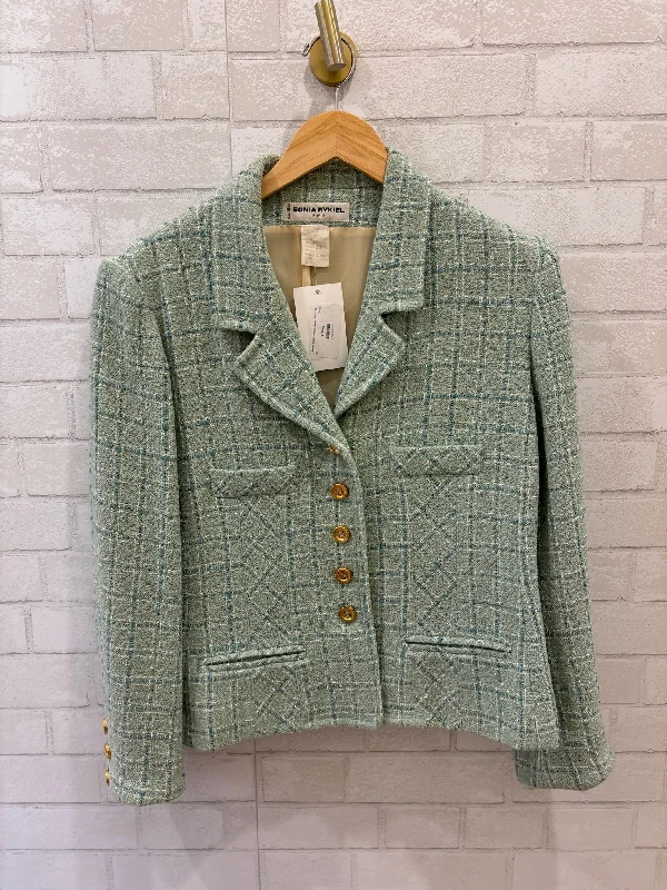 SONIA RYKIEL Vintage Tweed Jacket / M Zip Front Button Front Snap Front