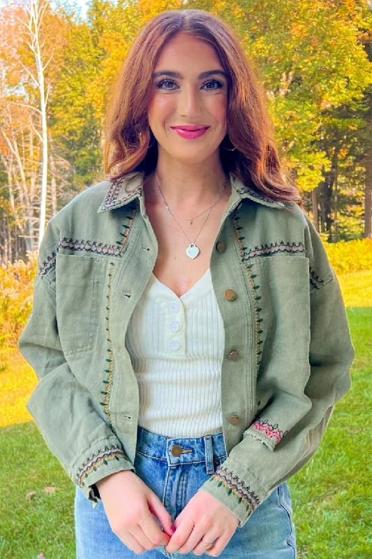 Southwest Weather Jacket - Khaki Welt Pockets Slit Pockets Flap Pockets