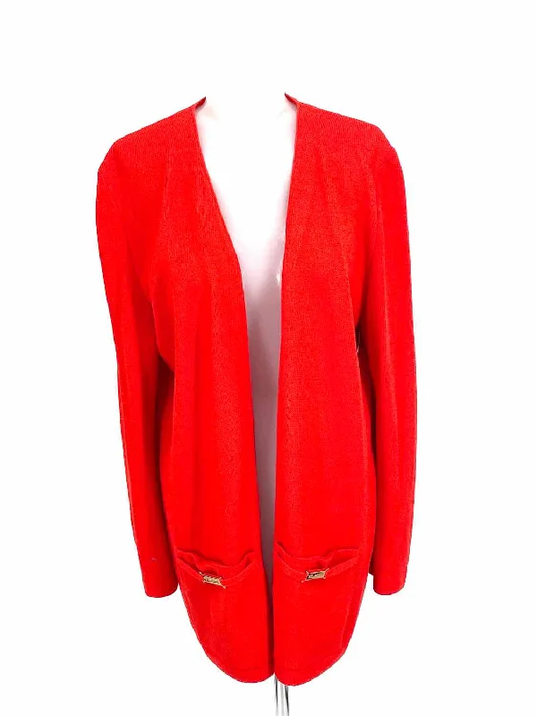 ST. JOHN COLLECTION Women's Red Long Size M Jacket Herringbone Jacket Houndstooth Jacket Plaid Jacket ST. JOHN COLLECTION Women's Red Long Size M Jacket Herringbone Jacket Houndstooth Jacket Plaid Jacket