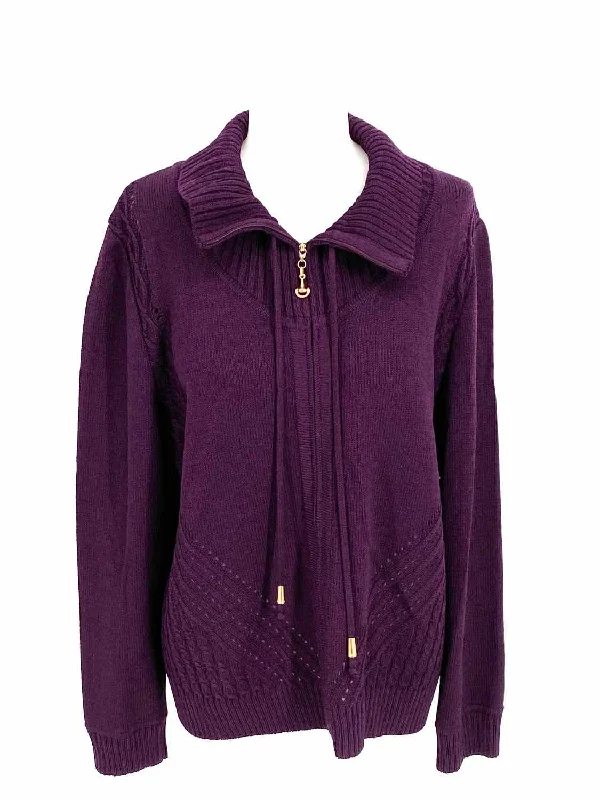 St. John Sport Women's Purple Collared Zip Size L Jacket Bomber Jacket Anorak Windbreaker St. John Sport Women's Purple Collared Zip Size L Jacket Bomber Jacket Anorak Windbreaker