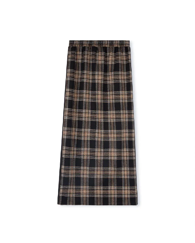 Stretch Plaid Maxi Skirt wool skirt warm