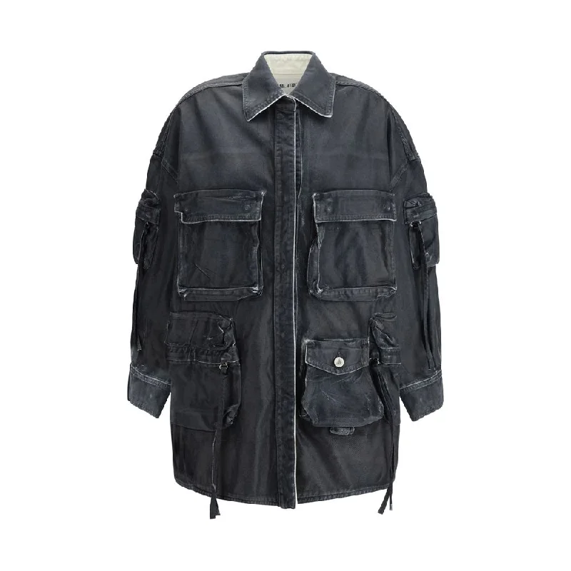 The Attico Fern Denim Jacket Welt Pockets Slit Pockets Flap Pockets