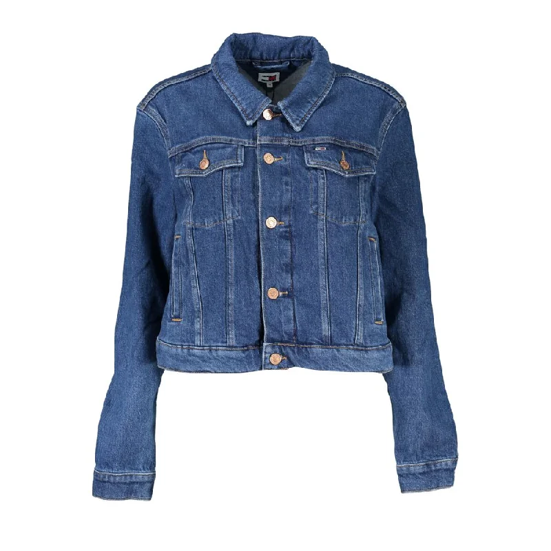 Tommy Hilfiger Blue Cotton Women Jacket Snapped Jacket Toggled Jacket Drawstring Jacket Tommy Hilfiger Blue Cotton Women Jacket Snapped Jacket Toggled Jacket Drawstring Jacket