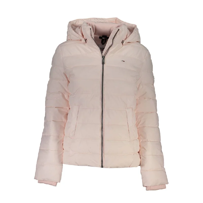 Tommy Hilfiger Pink Polyester Women Jacket Knit Fabric Woven Fabric Fleece Fabric