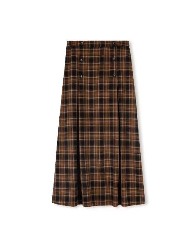 Tri Paneled Plaid Skirt modal blend skirt