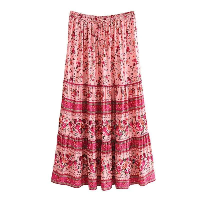 Triana Maxi Skirt in Pink corduroy skirt cozy