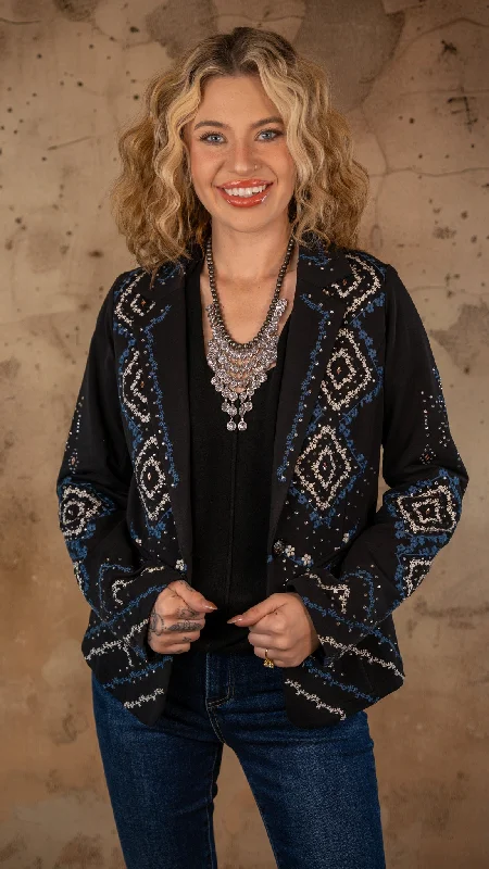 Willow Black Embellished Jacket Print Jacket Jacquard Jacket Patchwork Jacket
