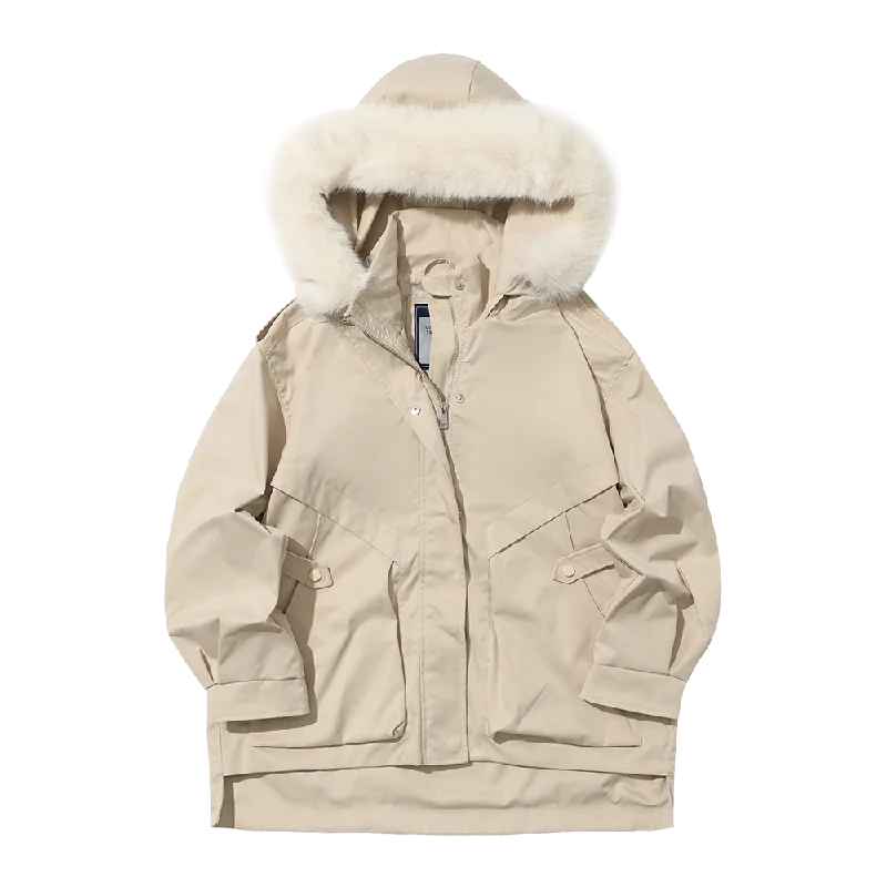 Women's Fur Trimmed Hoodie Wind Jacket Snapped Jacket Toggled Jacket Drawstring Jacket Women's Fur Trimmed Hoodie Wind Jacket Snapped Jacket Toggled Jacket Drawstring Jacket
