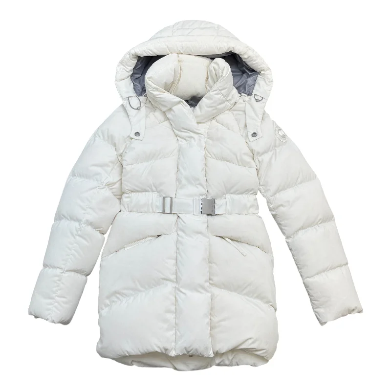 Women's Marlow Belted Down Jacket White Size XS Stand-Up Collar Roll-Neck Collar Turtle Neck Women's Marlow Belted Down Jacket White Size XS Stand-Up Collar Roll-Neck Collar Turtle Neck