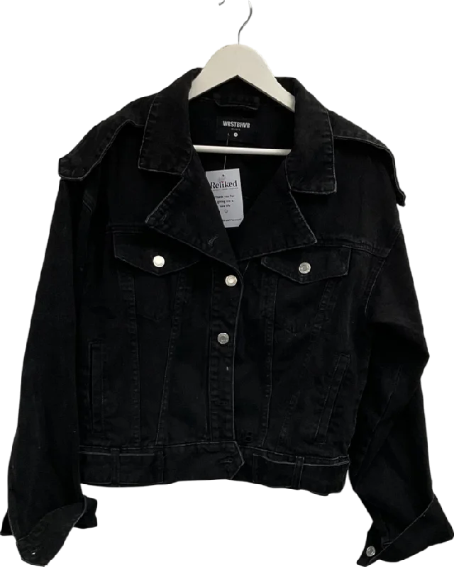 WRSTBHVR Black Frank Denim Jacket UK M Nylon Fabric Polyester Fabric Spandex Fabric